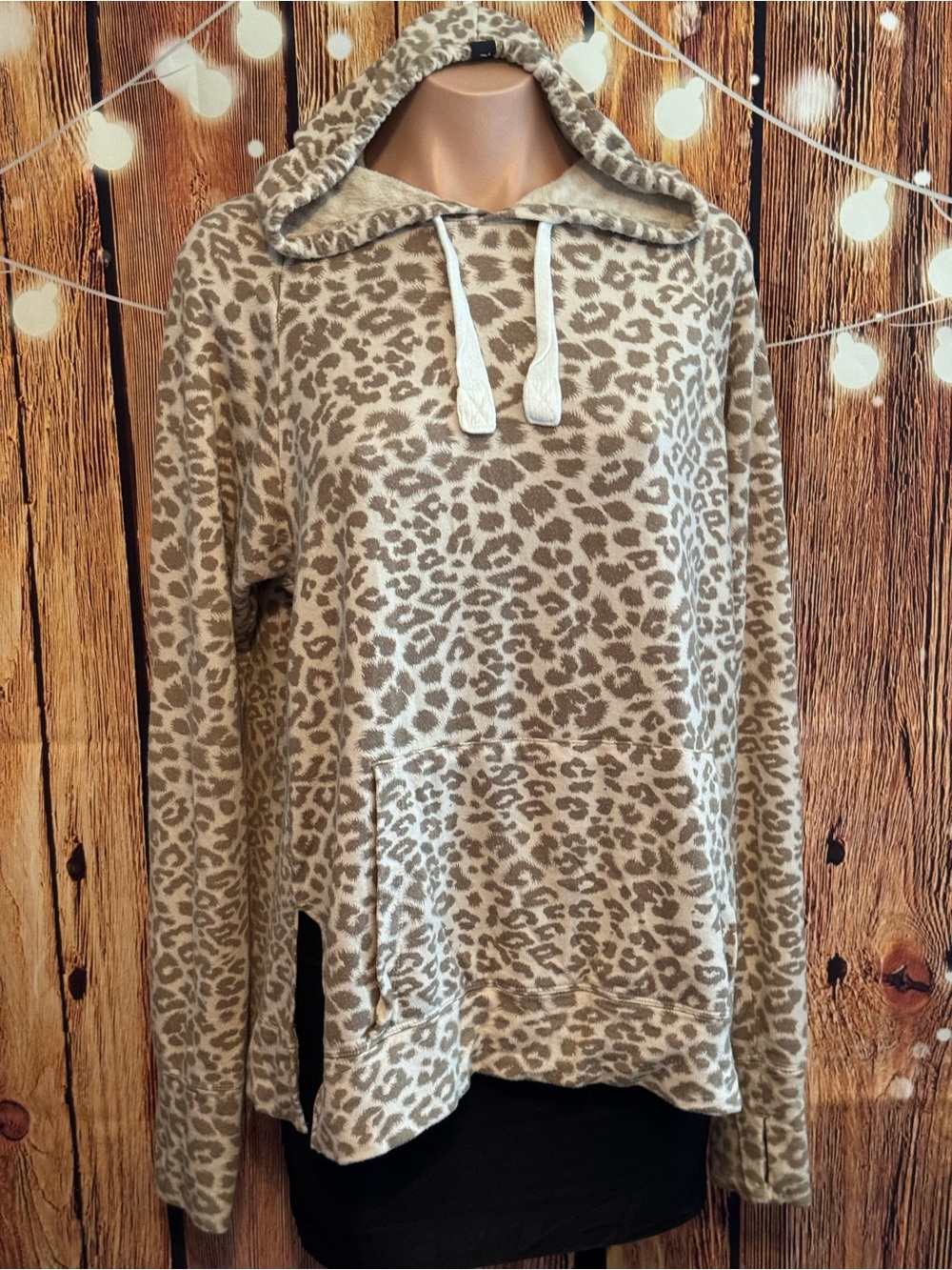 Soft & Cozy Leopard Print Hoodie Pullover - Neutral Tones